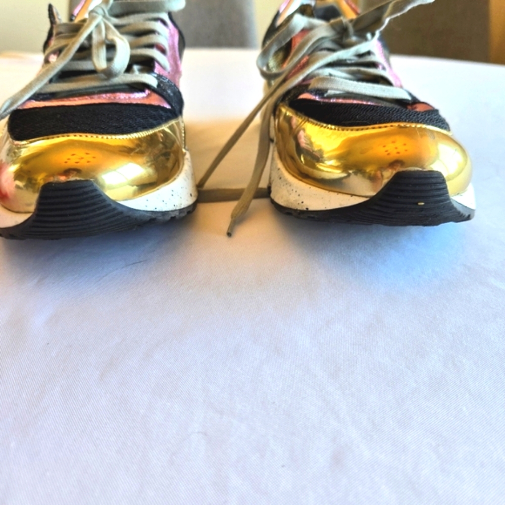 💜P448 Womens Mixed Media Alex Metallic Leather Lace-Up  Sneakers Size 40 - Picture 7 of 10